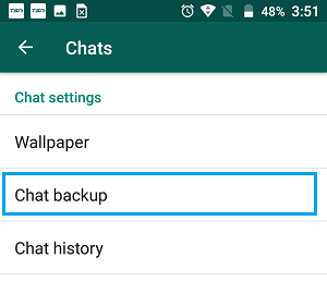 Chat Backup Settings Option