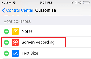 Add Screen Recording Option to Control Center
