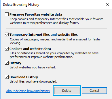 Delete Temporary Internet Files and Cookies