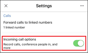 Enable Incoming Call Options in Google Voice