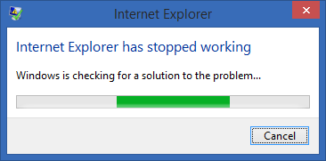 Internet Explorer Has Stopped Working Pop-up