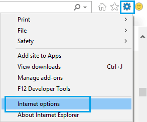 Open Internet Options in Internet Explorer