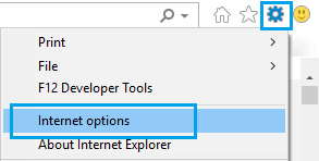 Open Internet Options Tab in Internet Explorer