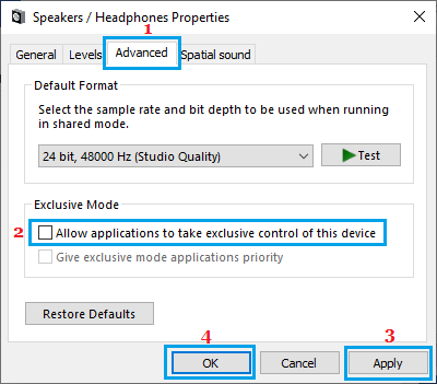 Prevent Apps From Taking Exclusive Control of Speakers on Windows PC