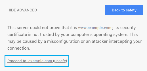 Proceed to Unsafe Website in Chrome Browser