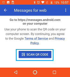 Scan QR Code Button on Android Phone