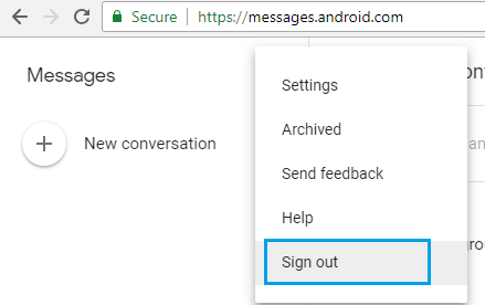 Sign Out of Android Messages On Computer