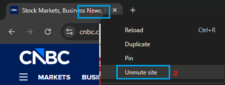 Unmute Site Option in Google Chrome