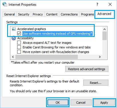 Use software rendering instead of GPU rendering in Windows 10