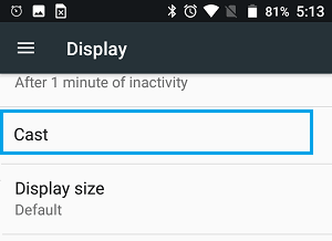 Cast Option on Android Phone