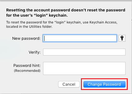 Change Password Screen on Mac