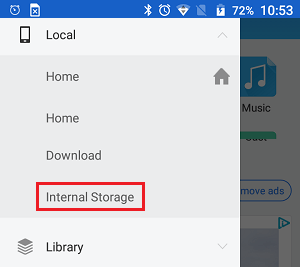 Internal Storage Option in ES File Explorer App