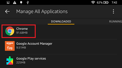 List of Downloaded Applications on Kindle Fire