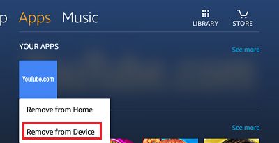 Remove From Device Option on Kindle Fire