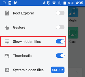 Show Hidden Files Option in ES File Explorer App