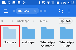 Statuses Folder in ES File Explorer App