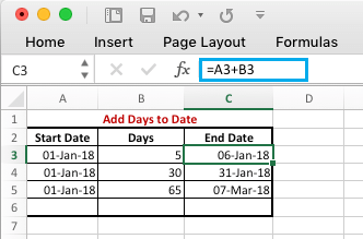 Add Days to Date in Excel