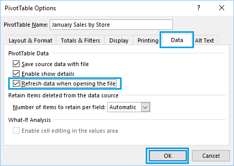 Refresh Pivot Table Data When Opening The File