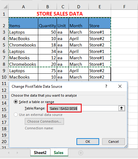 Change Pivot Table Data Range