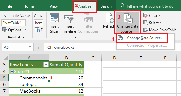 Change Pivot Table Source Data