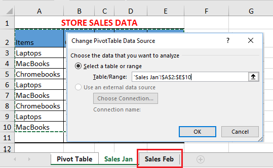 Change Pivot Table Data Source to New Worksheet