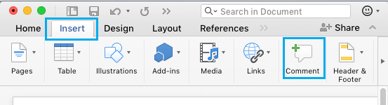 Insert Comment Option in Microsoft Word
