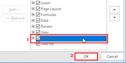 show developer tab in excel