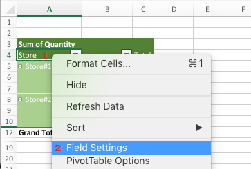 Access Field Data Settings to Add Subtotals in Pivot Table