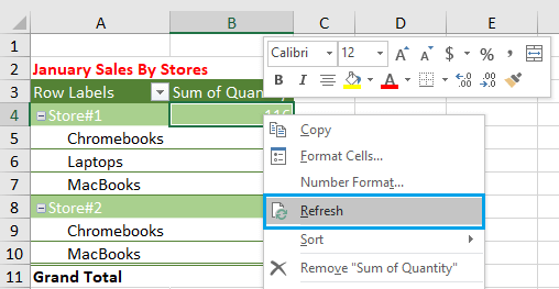 Manually Refresh Pivot Table