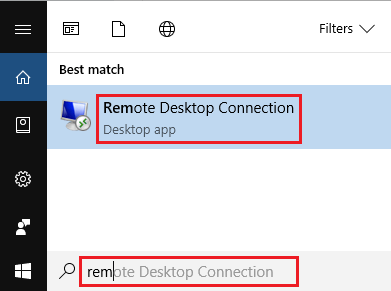 Open Remote Desktop Connection App