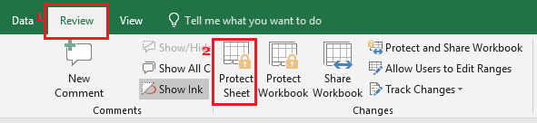 Protect Sheet in Excel