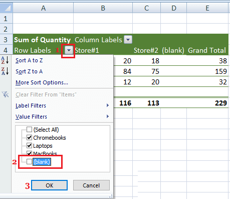 Executable Implications Immersion How to Hide Blanks in Pivot Table