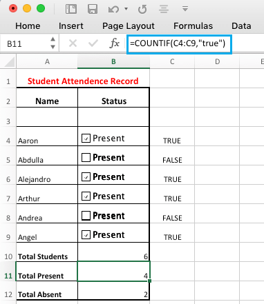 Use Check Boxes in Excel Formula