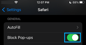 Block Pop-ups in Safari Browser on iPhone