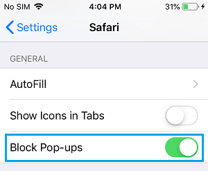Block Pop-ups in Safari Browser on iPhone