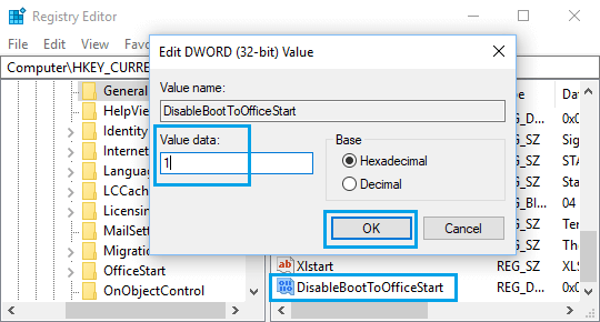 Disable Start Screen in Microsoft Office Using Registry