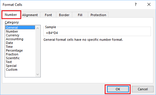 Set Cell Format to General