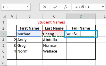 Combine Data in Cells using "&" Operator