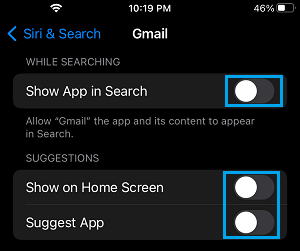 Disable Siri Suggestions For Gmail on iPhone