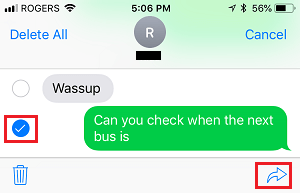 Forward Single Message on iPhone