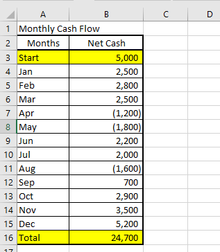 Monthly Cash Flow