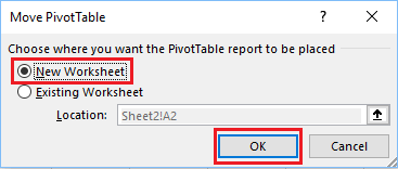 Move Pivot Table to New Worksheet