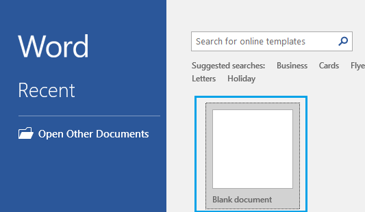 Open Blank Document in Microsoft Word