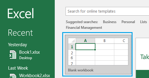 Open Blank Workbook