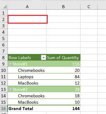 Pivot Table in Incorrect Location
