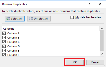 Remove Duplicates Screen in Excel