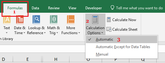 Set Calculations to Automatic Mode in Excel
