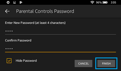 Set Parental Controls Password on Kindle Fire