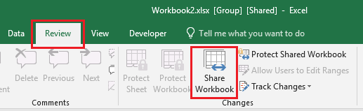 Share Workbook Option in Excel