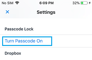 Turn Passcode For Dropbox App on iPhone